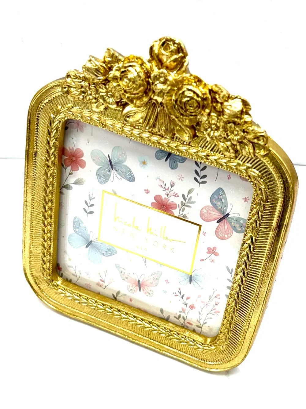 Nicole Miller Square Rococo Revival Style Gold 4 x 4 Picture Frame F441005